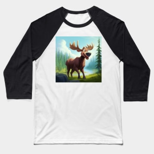 Cartoon Moose 2 Baseball T-Shirt